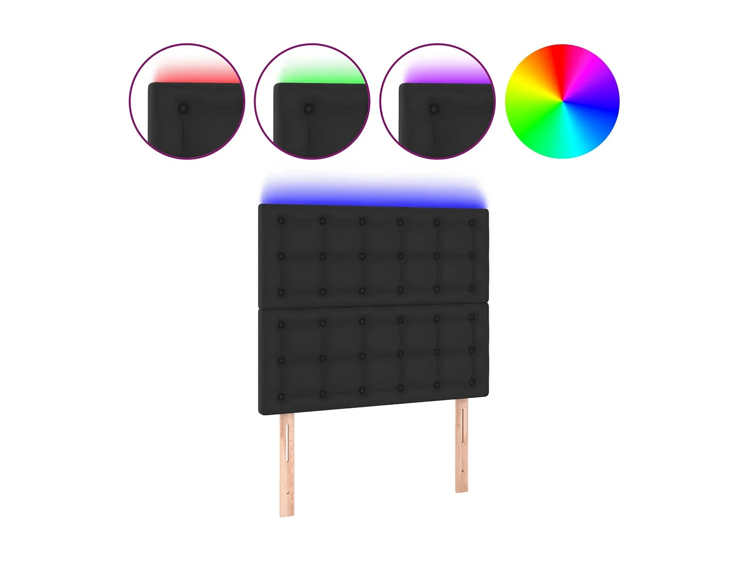 Hoofdbord | Hoofdeinde LED 100x5x118/128 cm kunstleer zwart