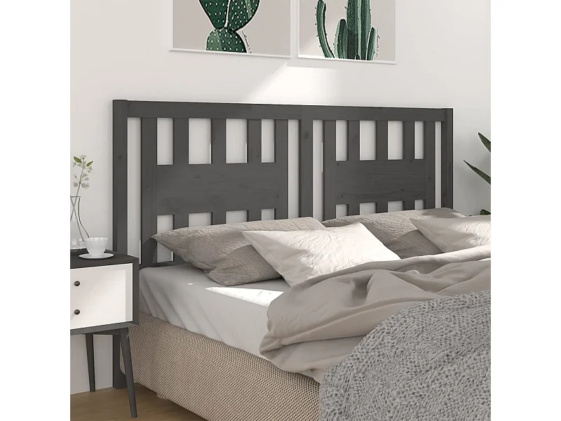 Mueble cabecero | Cabecero | Cabezal de cama madera maciza de pino gris 166x4x100 cm