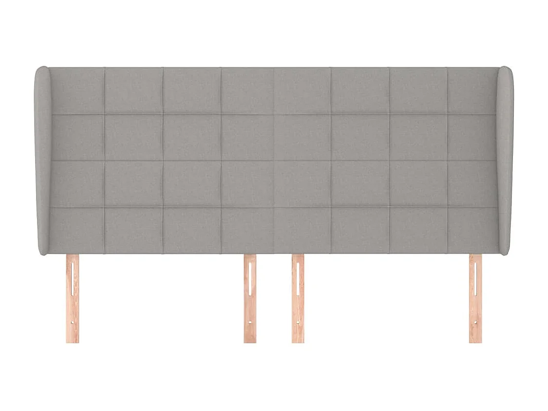 Cabecero | Cabezal de Cama | Mueble cabecero con orejas de tela gris claro 183x23x118/128 cm