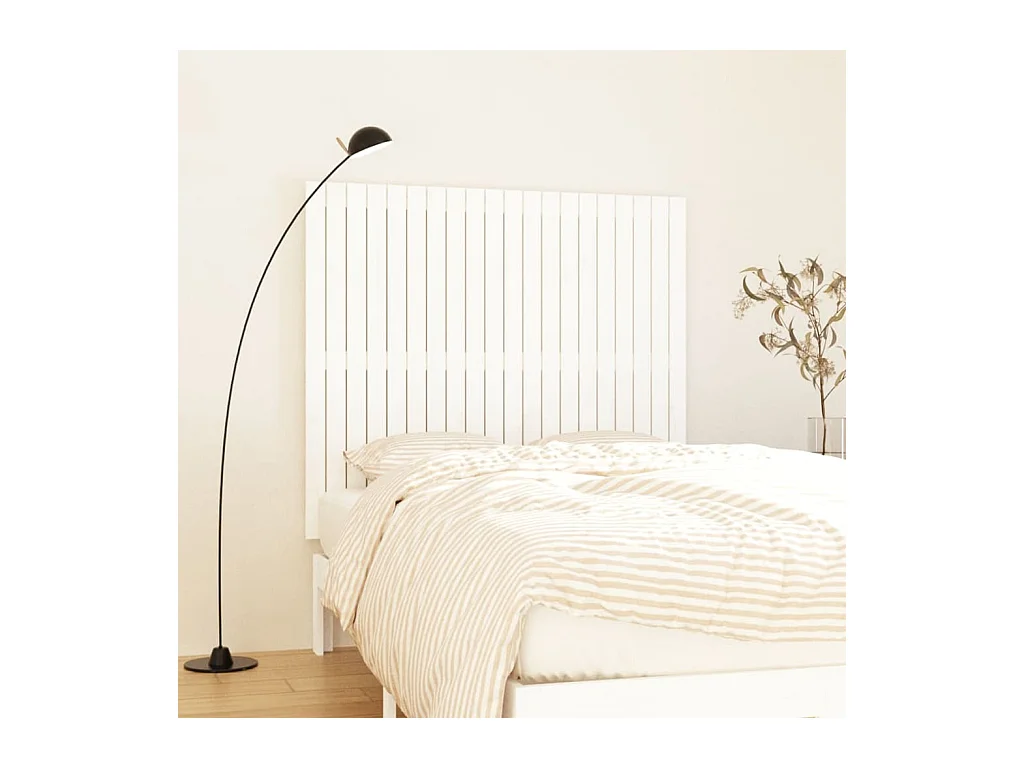 Cabecero de Cama | Cabezal de cama | Mueble de cabecero pared madera maciza pino blanco 127,5x3x110 cm