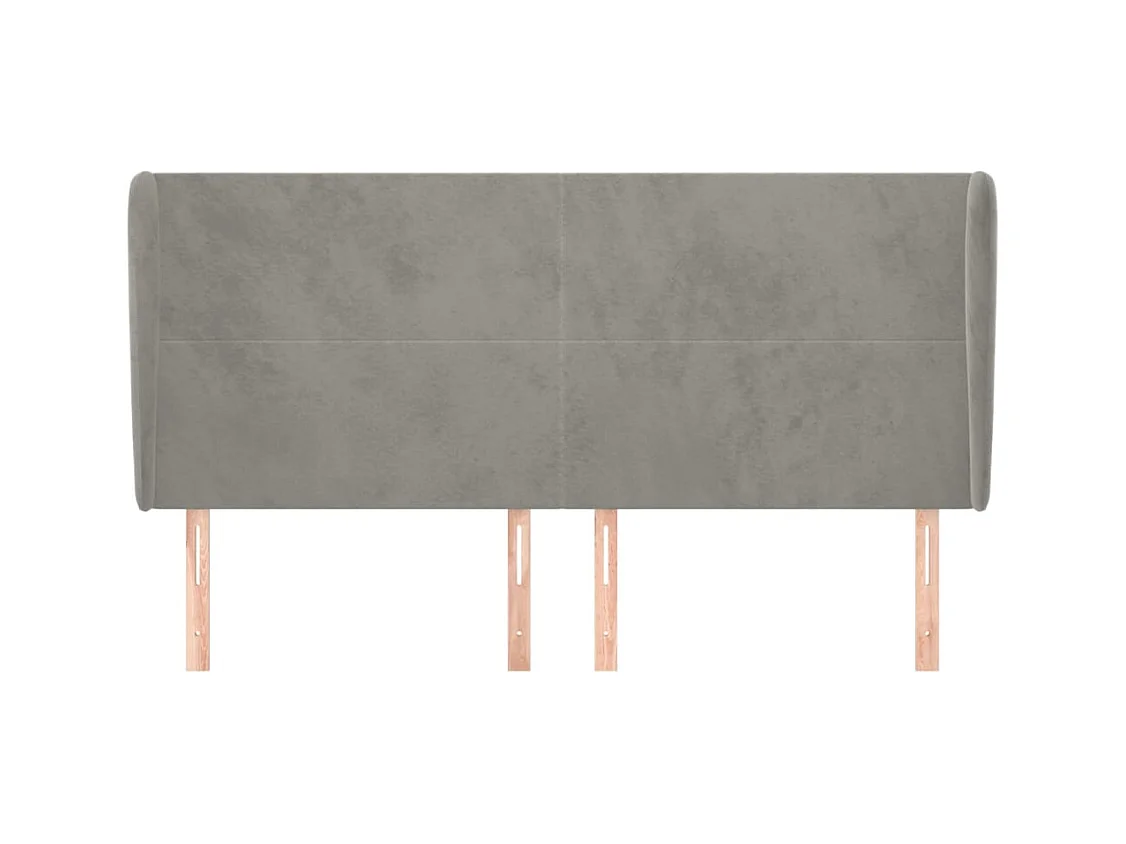 Cabecero | Cabezal de Cama | Mueble cabecero con orejas de terciopelo gris claro 203x23x118/128 cm