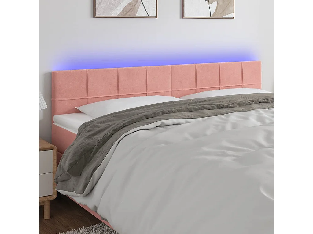 Hoofdbord | Hoofdeinde LED 180x5x78/88 cm fluweel roze