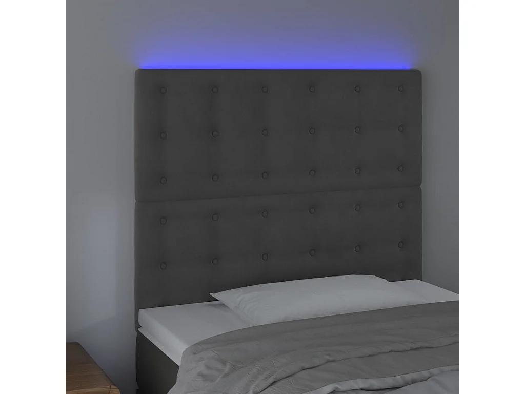 Hoofdbord | Hoofdeinde LED 80x5x118/128 cm fluweel donkergrijs