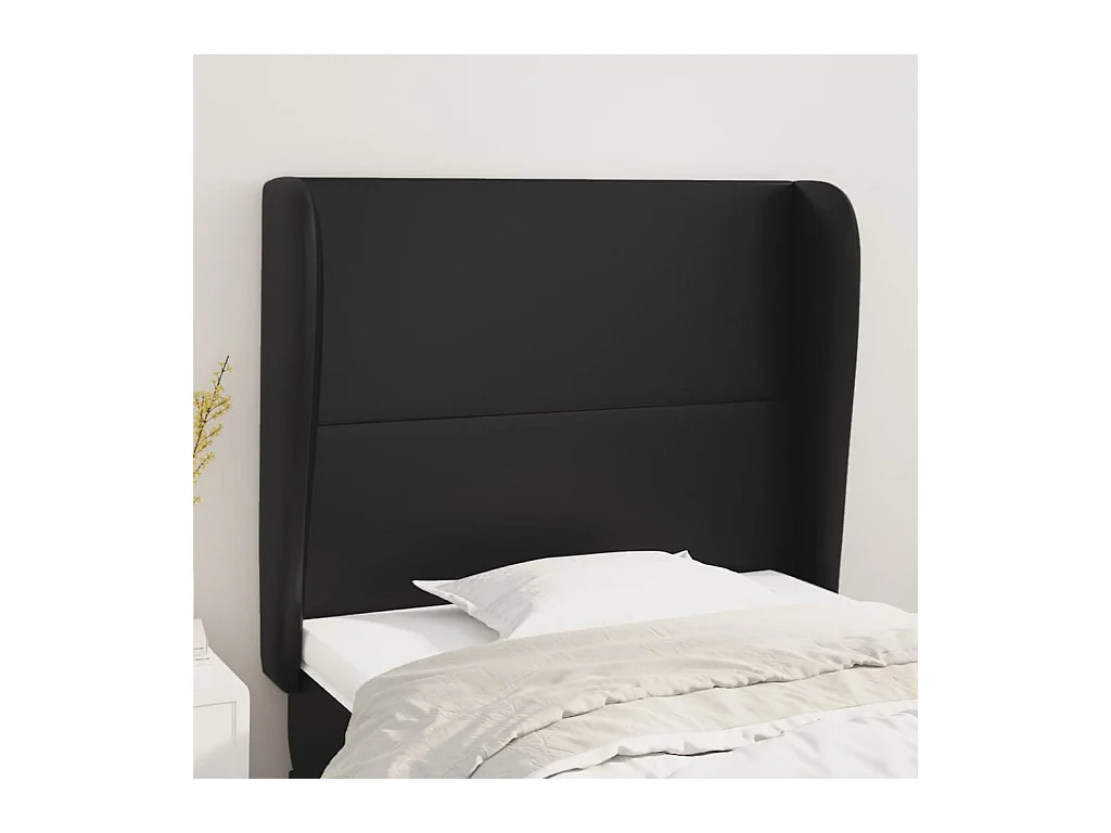 Tête de Lit | Panneau de tête pour lit Moderne avec oreilles Noir 93x23x118/128 cm Similicuir