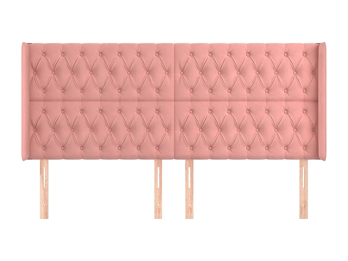 Tête de Lit | Panneau de tête pour lit Moderne avec oreilles Rose 203x16x118/128 cm Velours