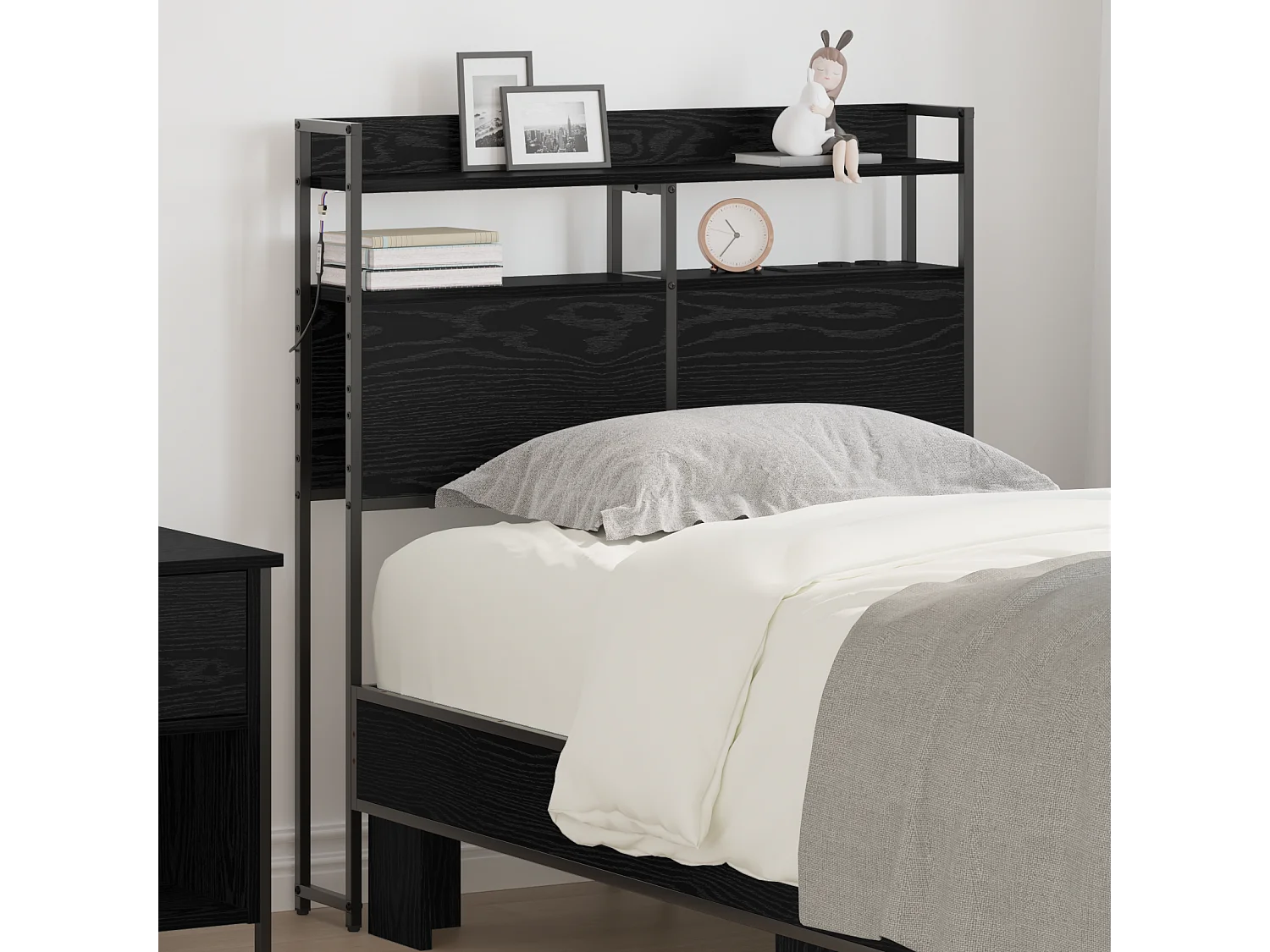 Tête de Lit de rangement | Panneau de tête pour lit Chêne noir 90 cm Bois d'ingénierie