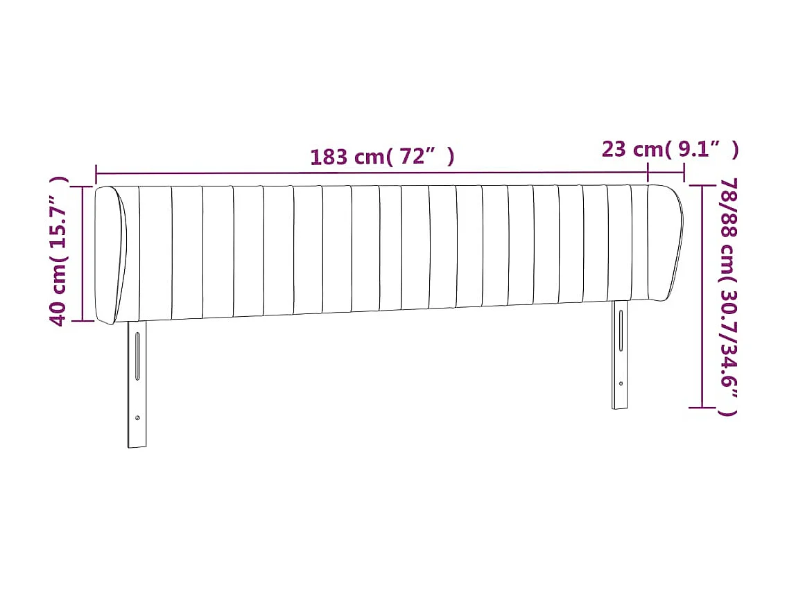 Mueble cabecero | Cabezal de cama | Cabecero de tela azul 183x23x78/88 cm