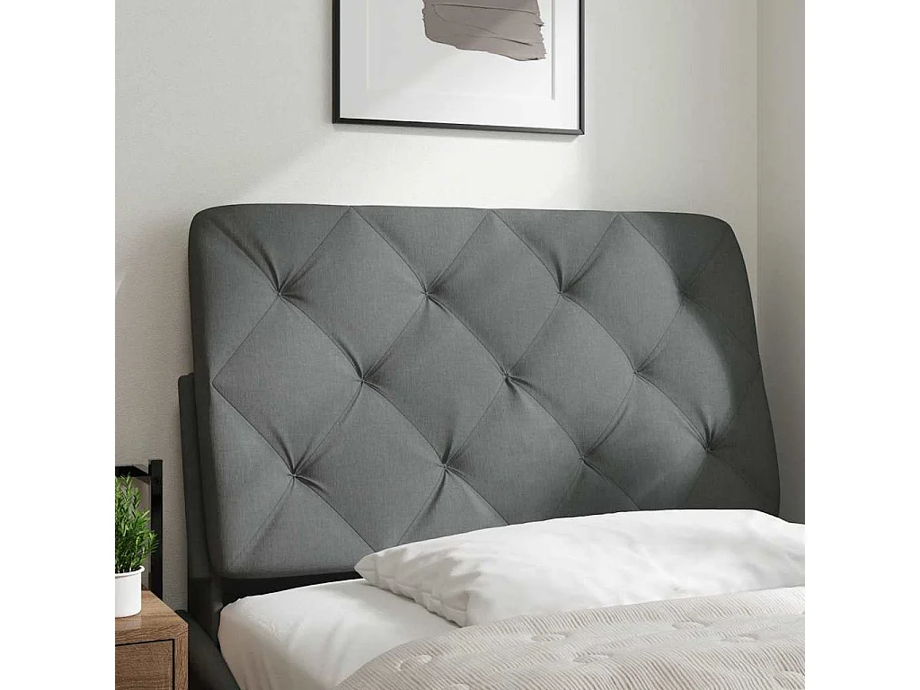 Cabecero de Cama | Cabezal de cama | Mueble de cabecero acolchado tela gris oscuro 90 cm