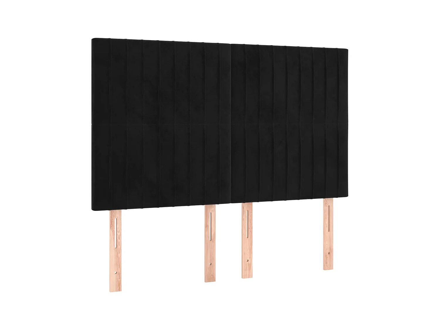 Cabeceros | Cabezal de cama | Mueble de cabecero 4 unidades terciopelo negro 72x5x78/88 cm