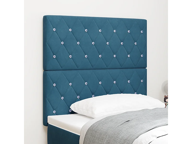 Tête de Lit | Panneau de tête pour lit Moderne en Velours Argyle Manuel Bleu foncé 90 cm Velours