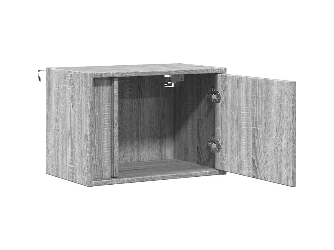 Mesita de noche | Mesilla de noche de pared con luces LED gris Sonoma