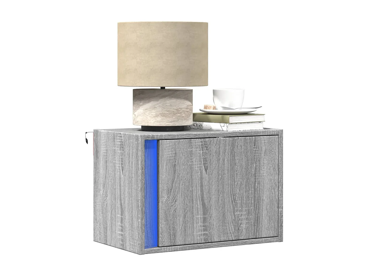 Nachttisch hängend | Wand-Nachttisch mit LED-Leuchten Grau Sonoma SHL78145
