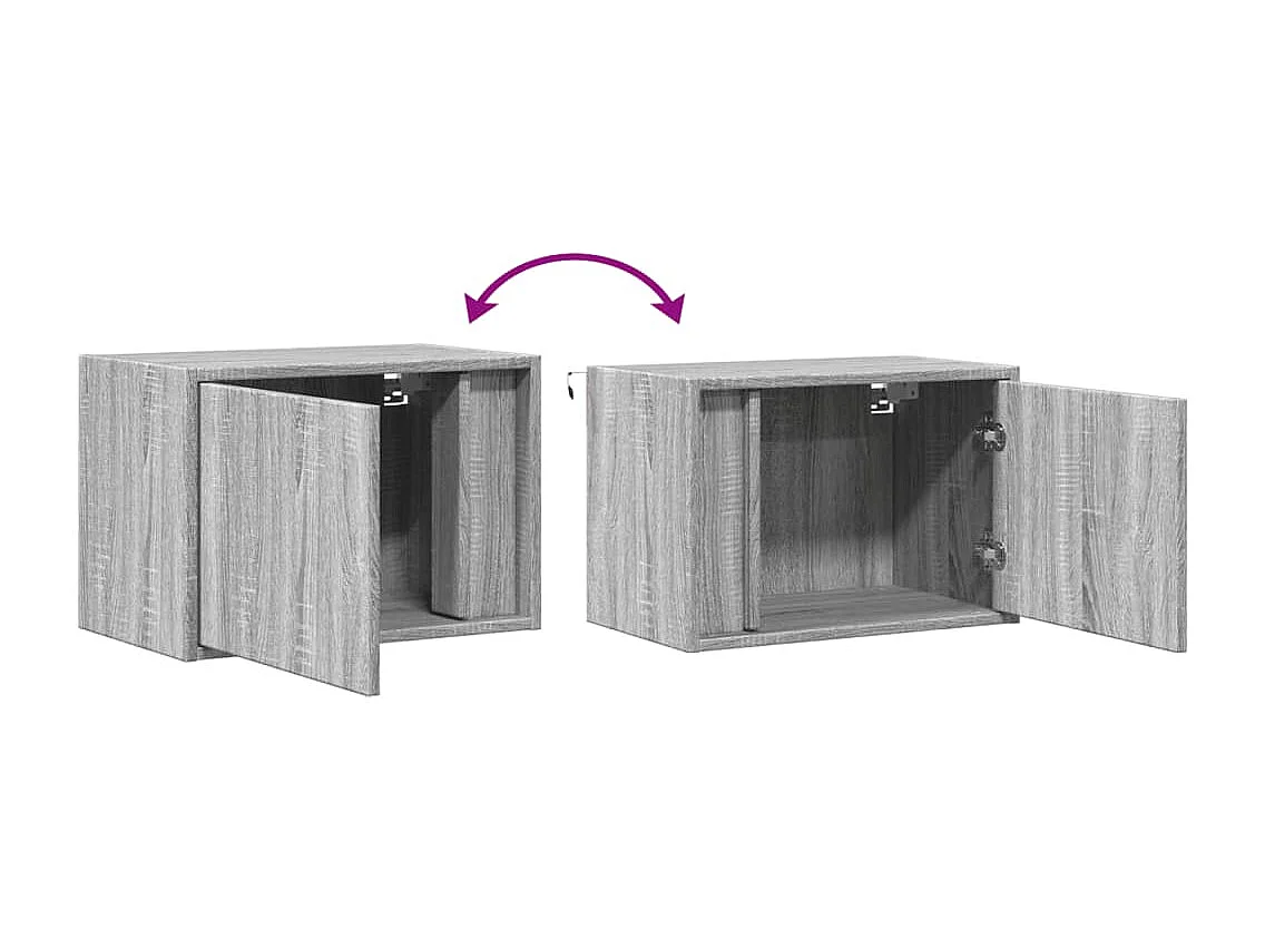 Nachttisch hängend | Wand-Nachttisch mit LED-Leuchten Grau Sonoma SHL78145