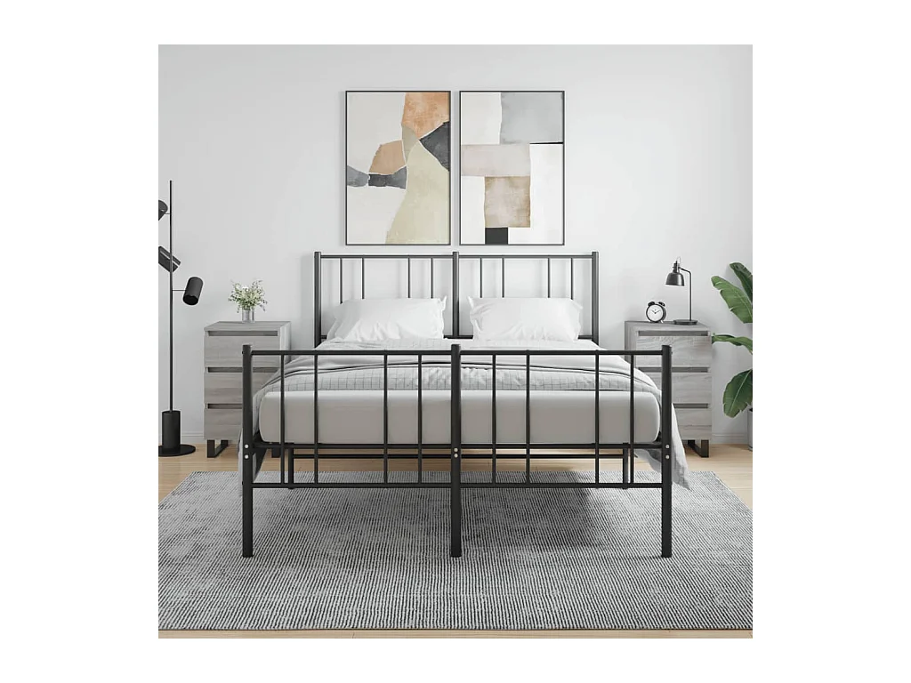 Mesita de noche | Mesilla de noche 2 uds. madera ingeniería gris Sonoma 40x35x69 cm