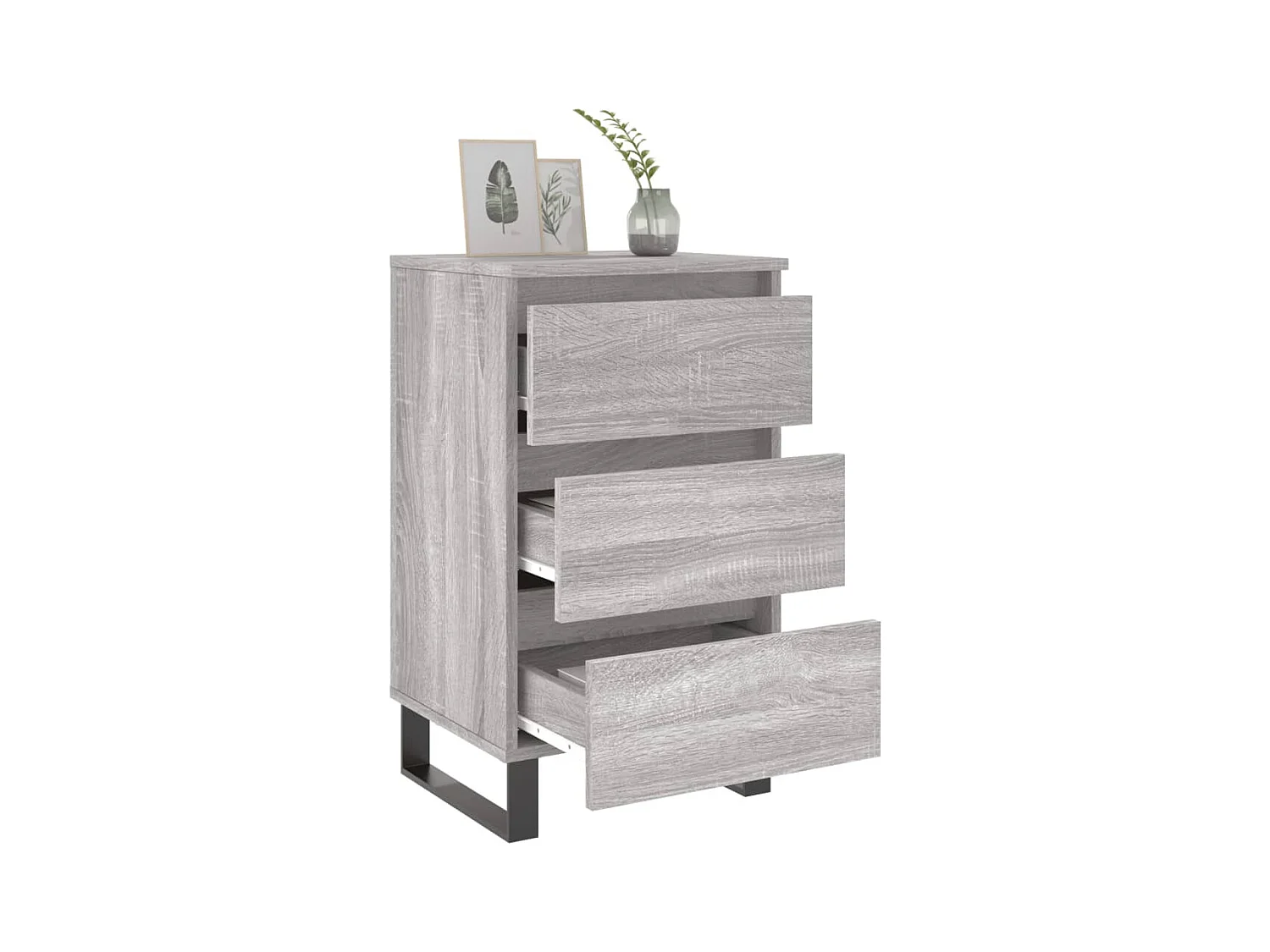 Mesita de noche | Mesilla de noche 2 uds. madera ingeniería gris Sonoma 40x35x69 cm