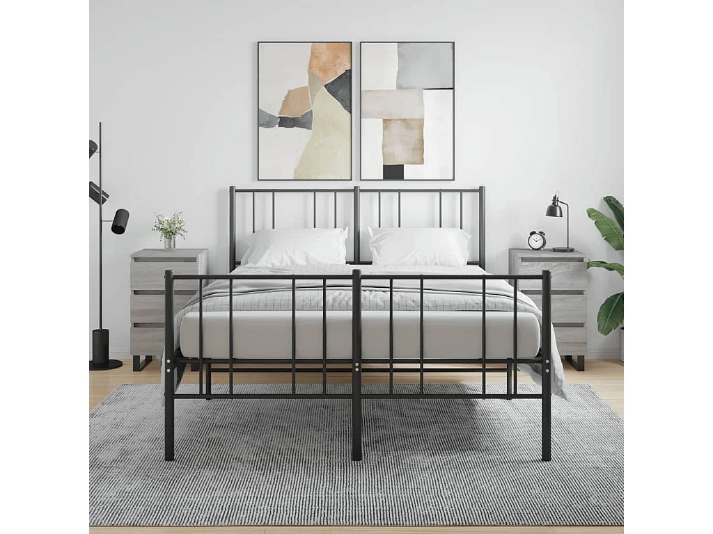 Nachttisch 2er Set-Beistelltisch-Nachttischkommode Grau Sonoma 40x35x69 cm Holzwerkstoff SHL41607