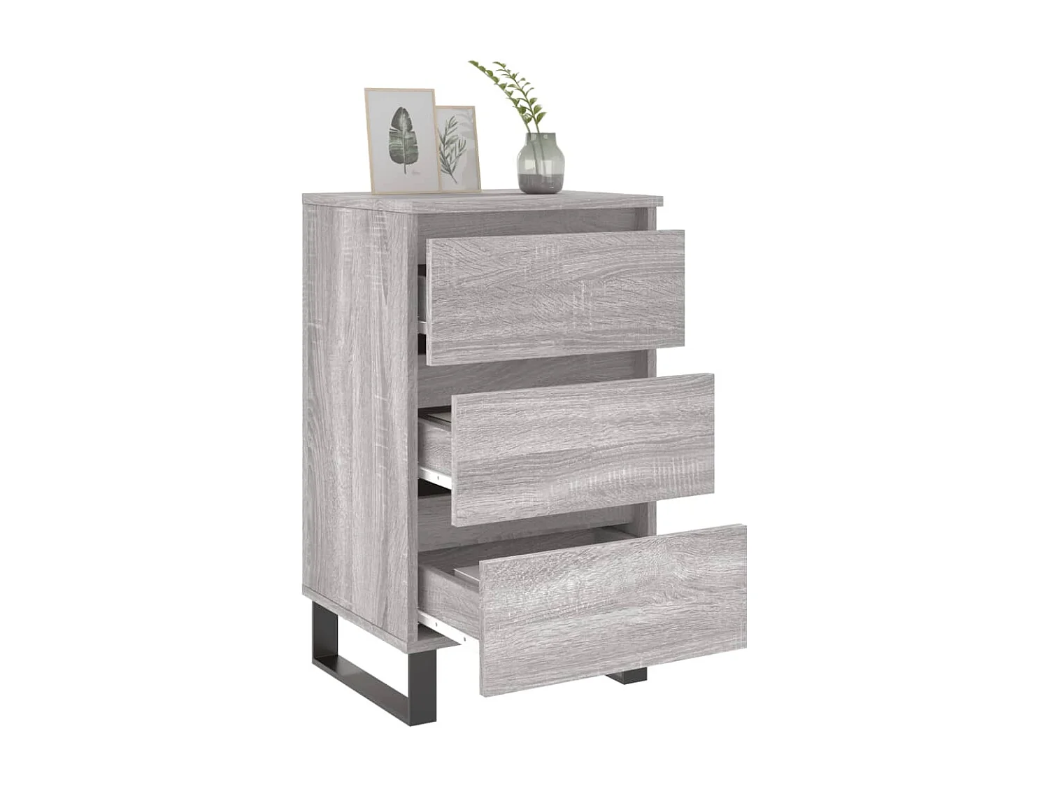 Nachttisch 2er Set-Beistelltisch-Nachttischkommode Grau Sonoma 40x35x69 cm Holzwerkstoff SHL41607