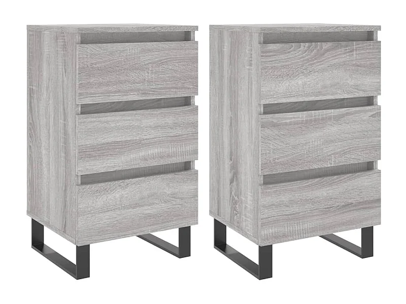 Tables de chevet lot de 2 avec tiroirs sonoma gris 40x35x69 cm bois ingénierie