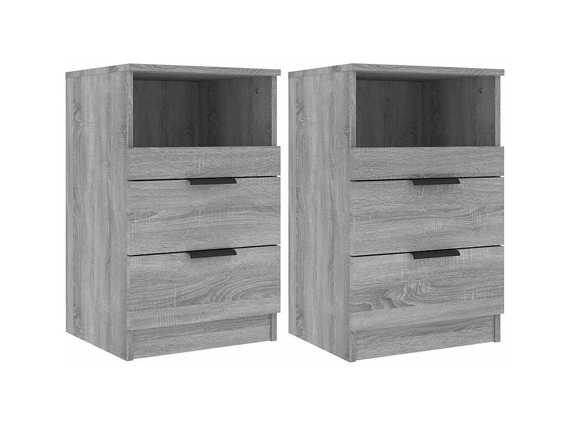Mesitas de noche | Mesilla de noche 2 uds madera contrachapada gris Sonoma