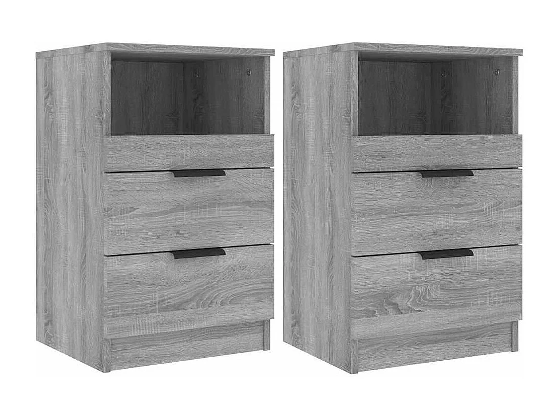 Nachttisch 2er Set-Beistelltisch-Nachttischkommode Grau Sonoma Holzwerkstoff SHL65657