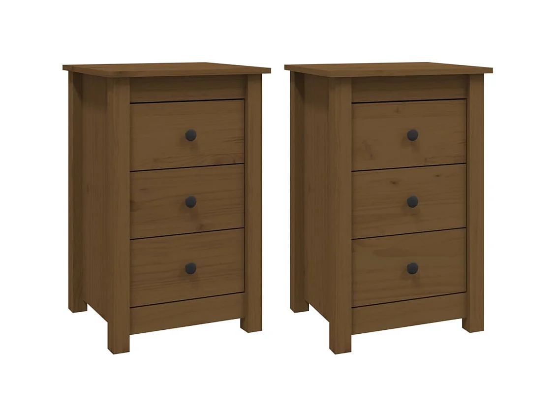 Mesitas de noche | Mesilla de noche 2 uds madera de pino marrón miel 40x35x61,5 cm