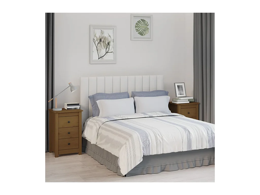 Mesitas de noche | Mesilla de noche 2 uds madera de pino marrón miel 40x35x61,5 cm