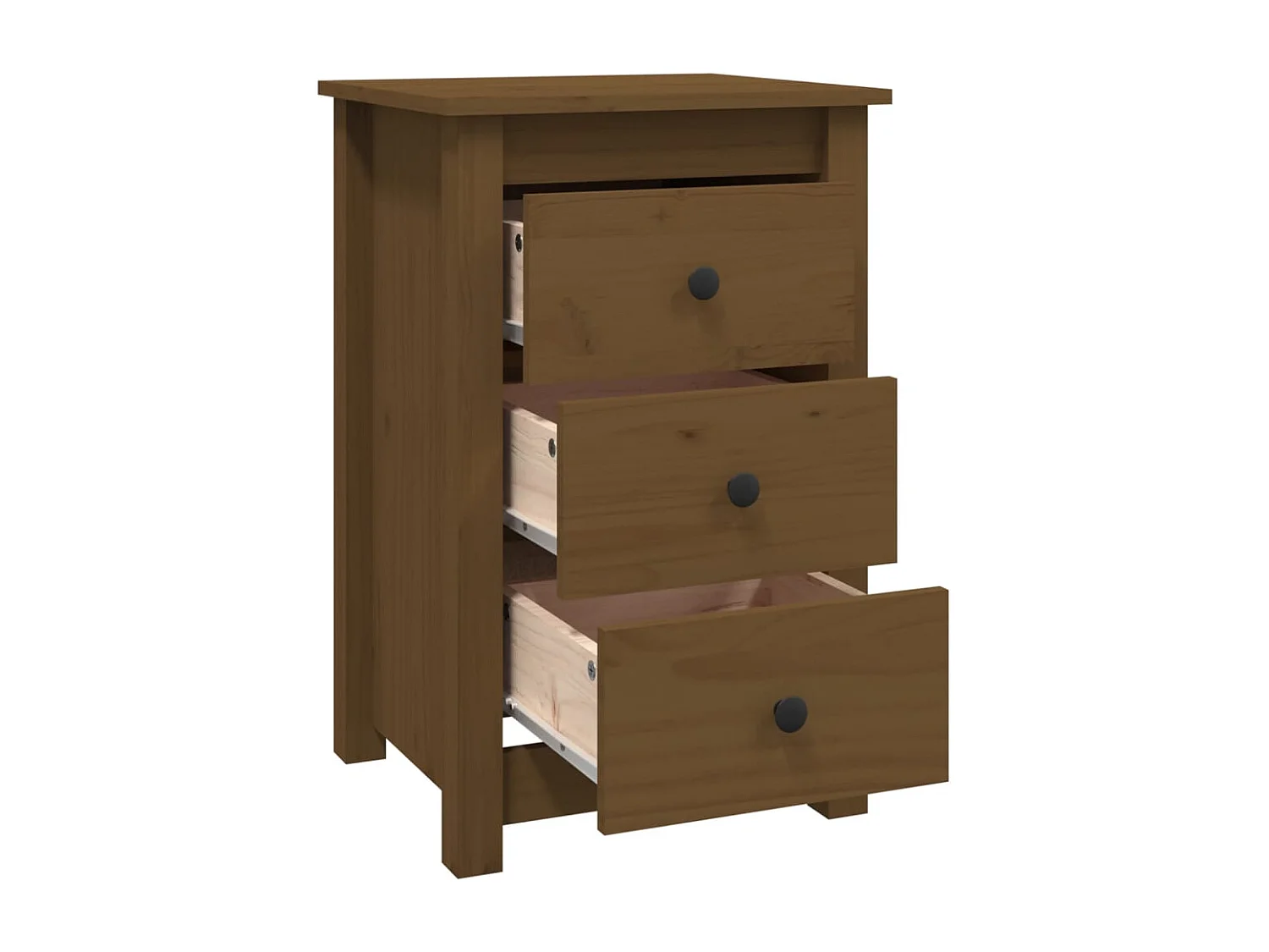 Nachttisch 2er Set-Beistelltisch-Nachttischkommode Honigbraun 40x35x61,5 cm Massivholz Kiefer SHL56174