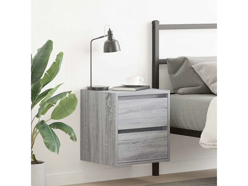 Mesilla de noche | Mesita de noche de pared gris Sonoma 38x34x40 cm