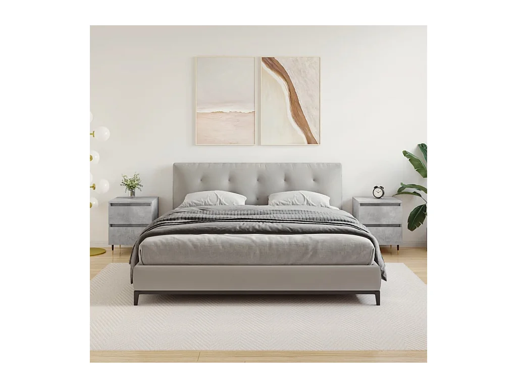 Mesitas de noche | Mesilla de noche 2 uds madera ingeniería gris hormigón 40x35x50 cm