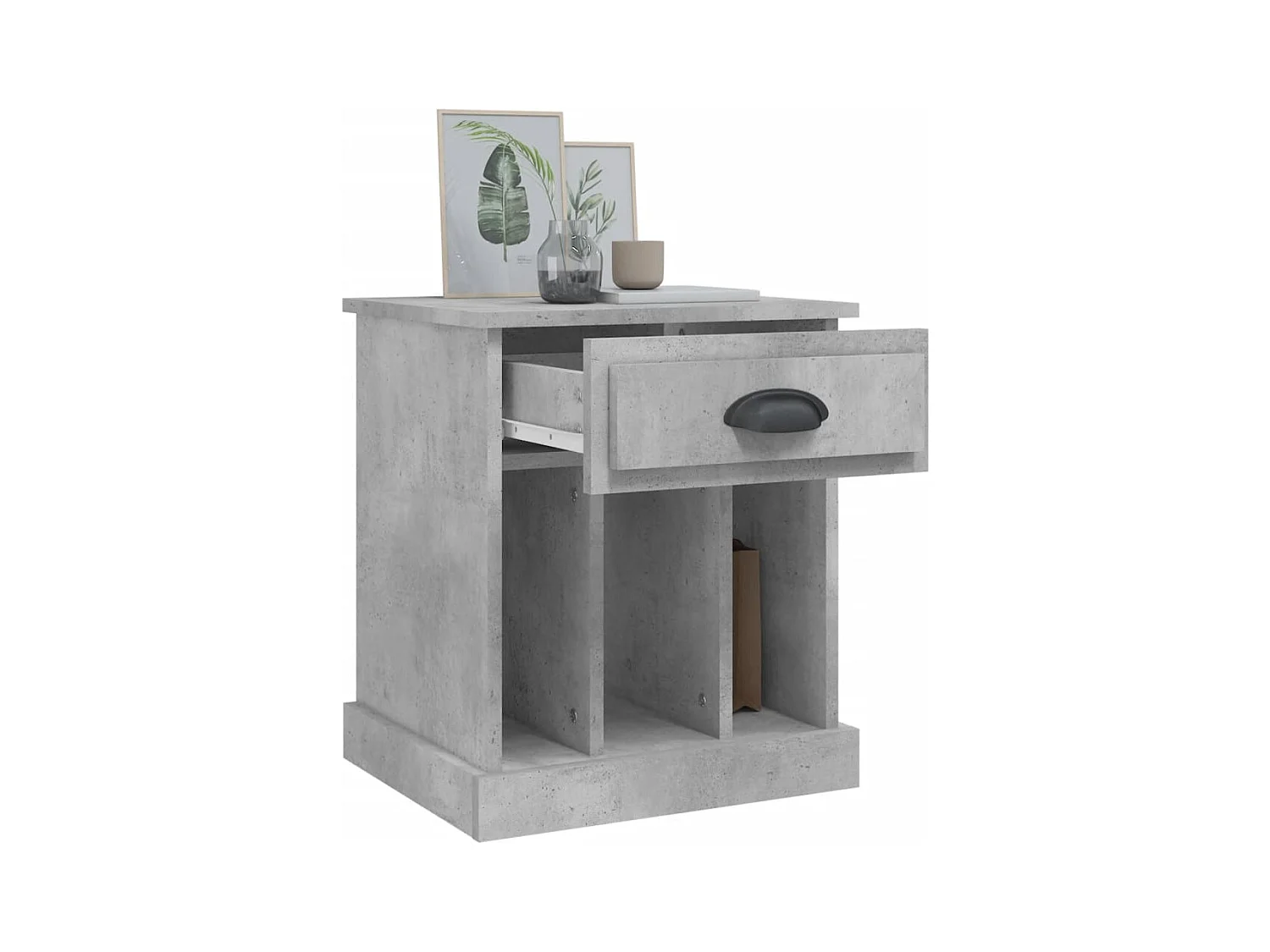 Mesa de Cabeceira | Criado-mudo Moderno 2 peças 43x36x50 cm cinzento cimento