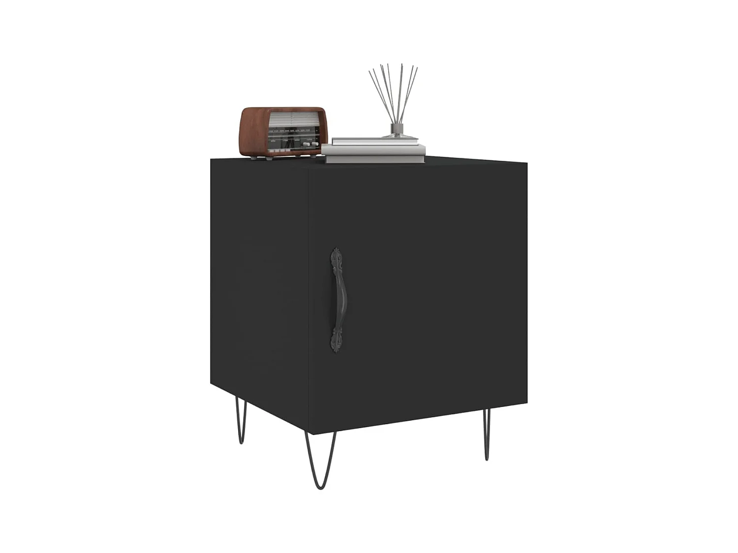 Mesita de noche | Mesilla de noche madera de ingeniería negro 40x40x50 cm