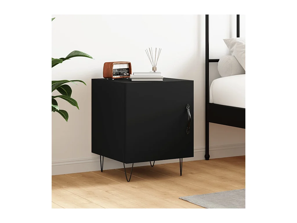 Mesita de noche | Mesilla de noche madera de ingeniería negro 40x40x50 cm