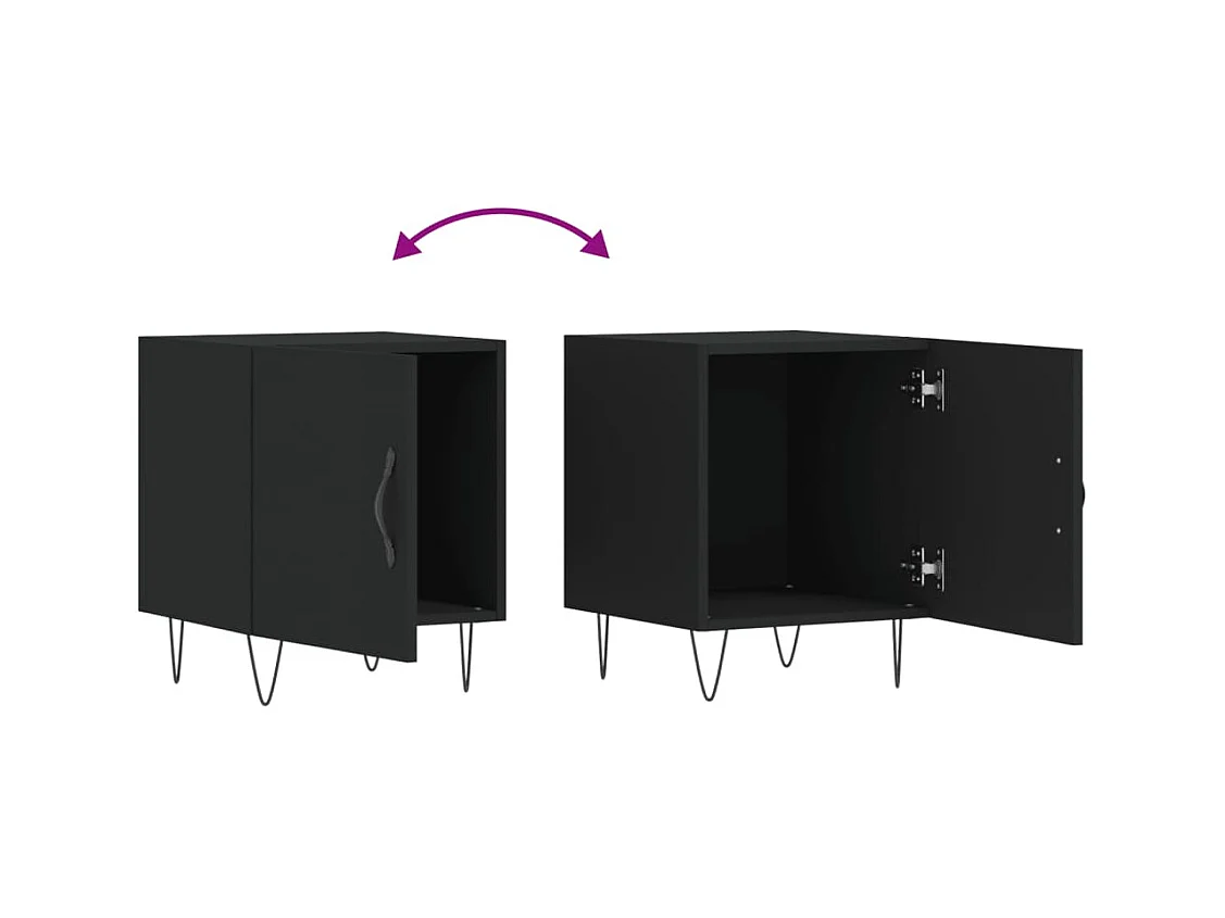 Mesita de noche | Mesilla de noche madera de ingeniería negro 40x40x50 cm