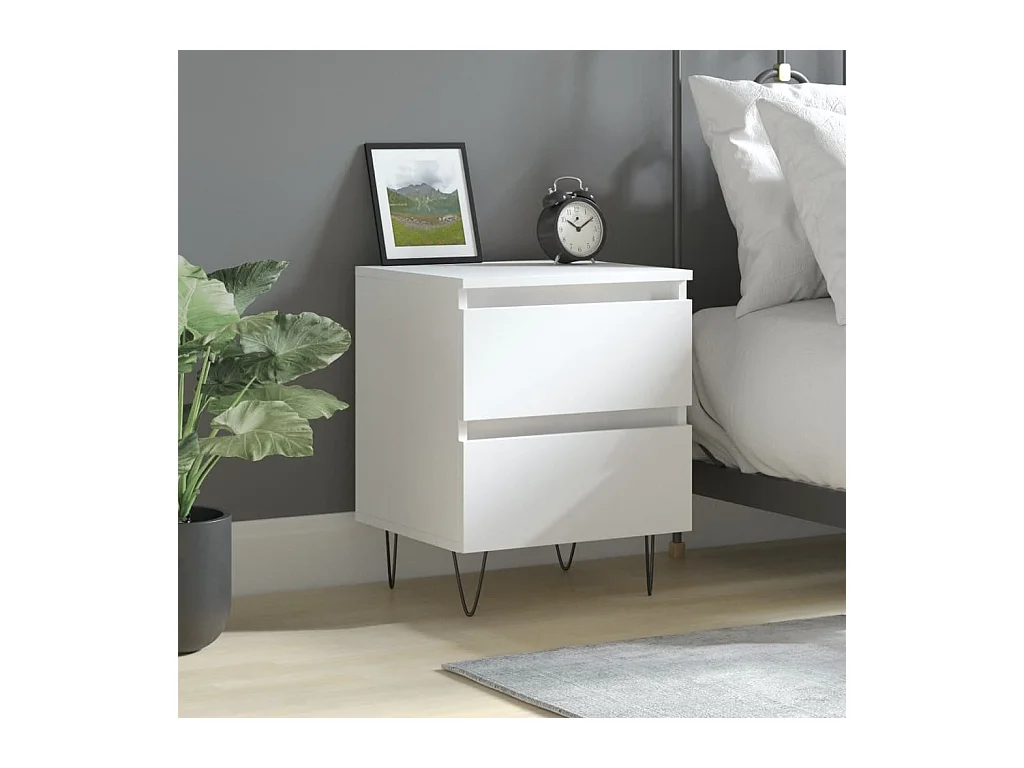 Mesita de noche | Mesilla de noche madera contrachapada blanco 40x35x50 cm