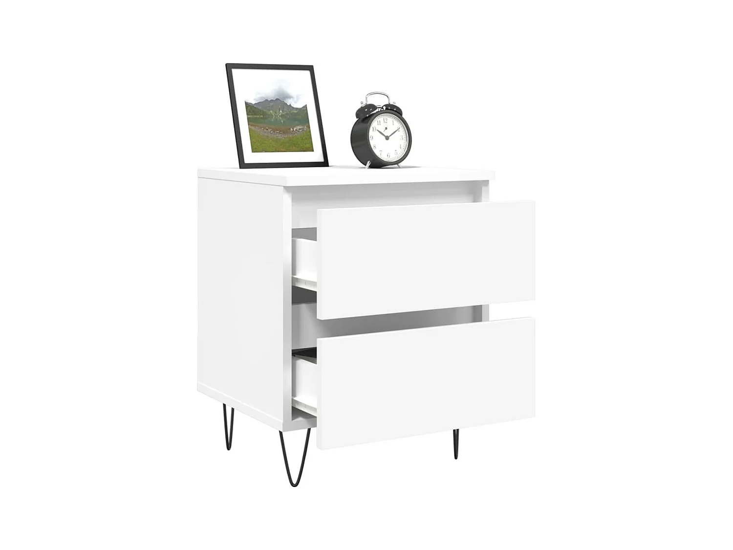 Mesita de noche | Mesilla de noche madera contrachapada blanco 40x35x50 cm