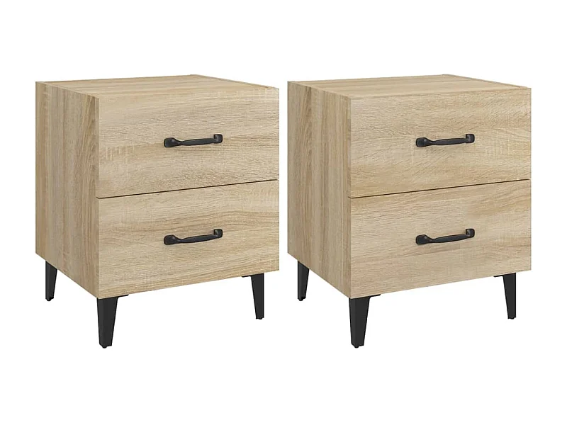 Mesitas de noche | Mesilla de noche 2 unidades color roble Sonoma 40x35x47,5 cm