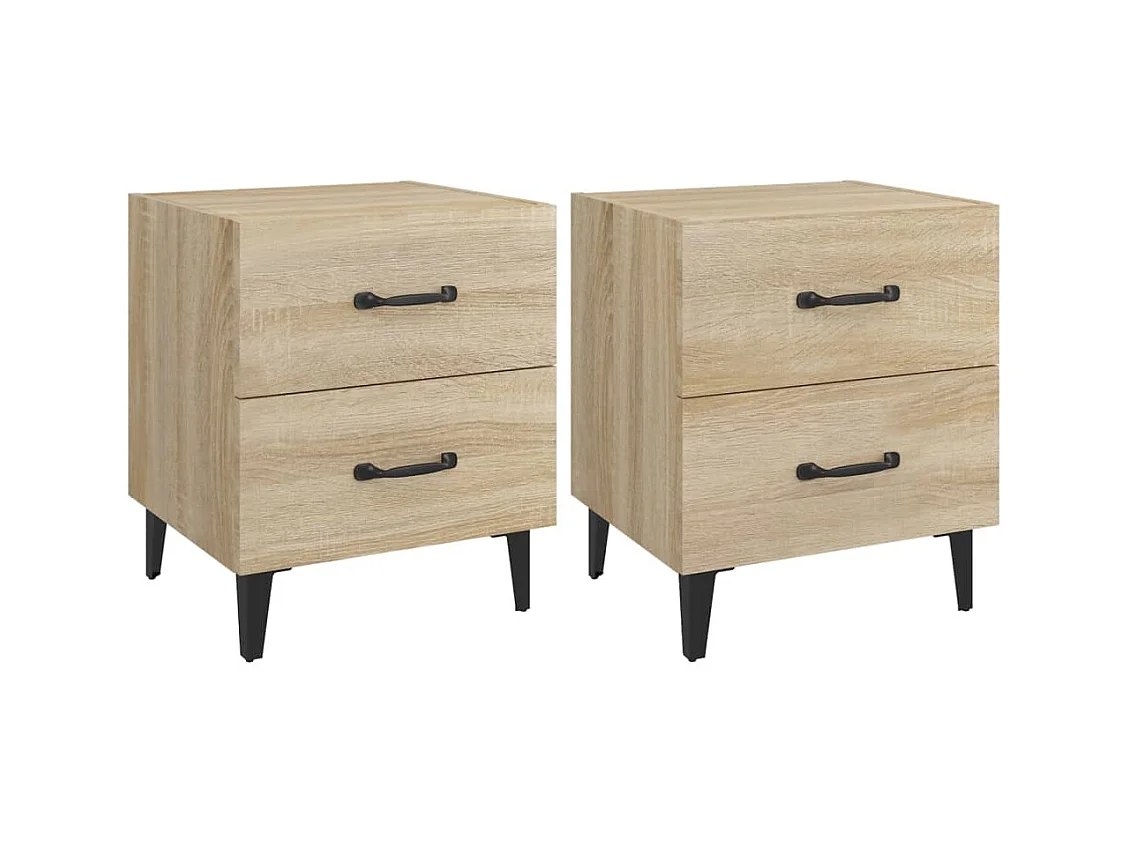 Mesitas de noche | Mesilla de noche 2 unidades color roble Sonoma 40x35x47,5 cm