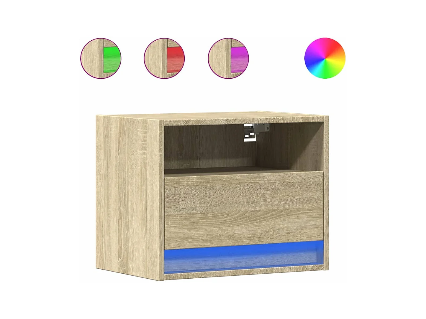 Mesitas de noche | Mesilla de noche de pared con luces LED 2 unidades roble Sonoma