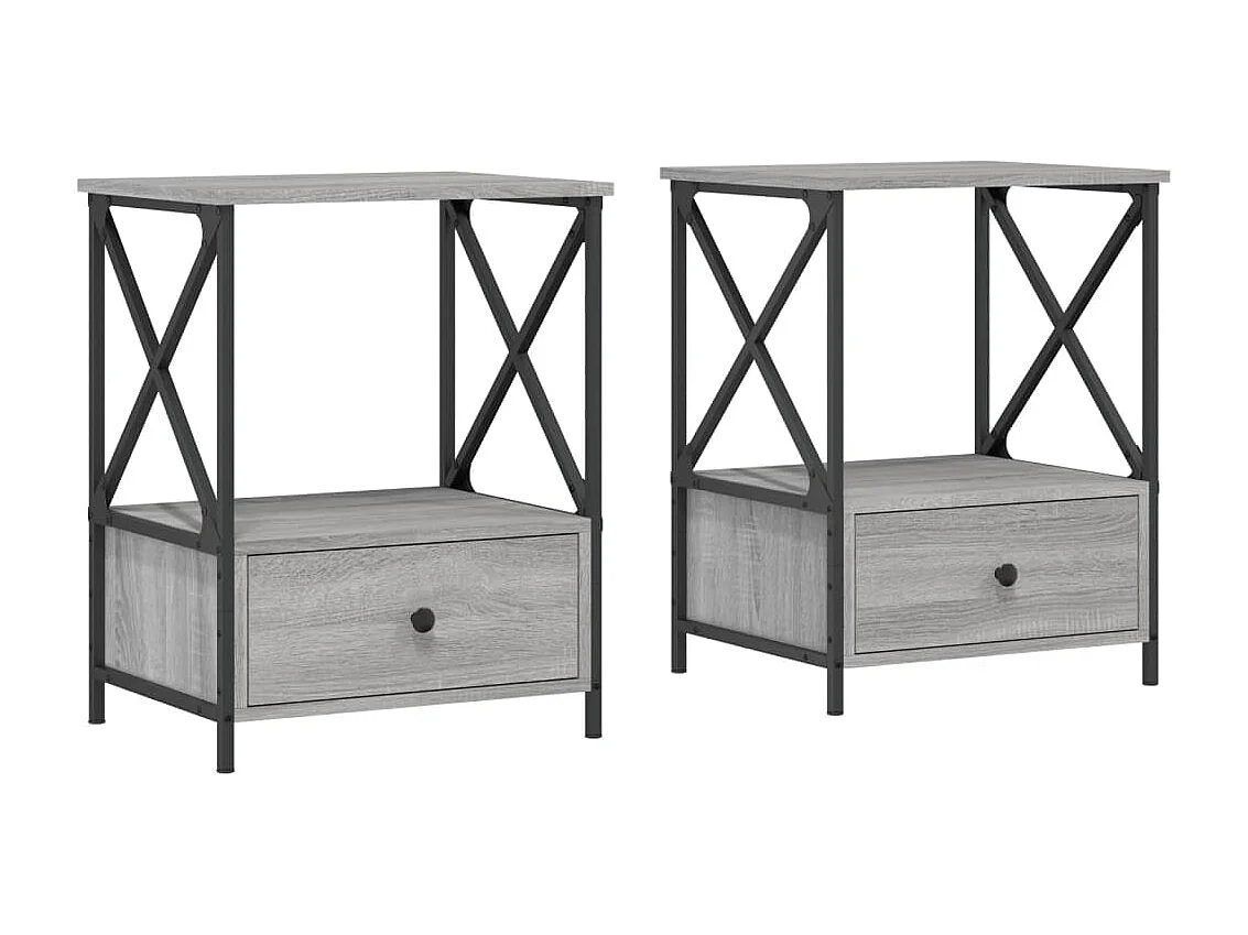Tables de chevet lot de 2 avec rangement sonoma gris 50x41x65 cm bois ingénierie