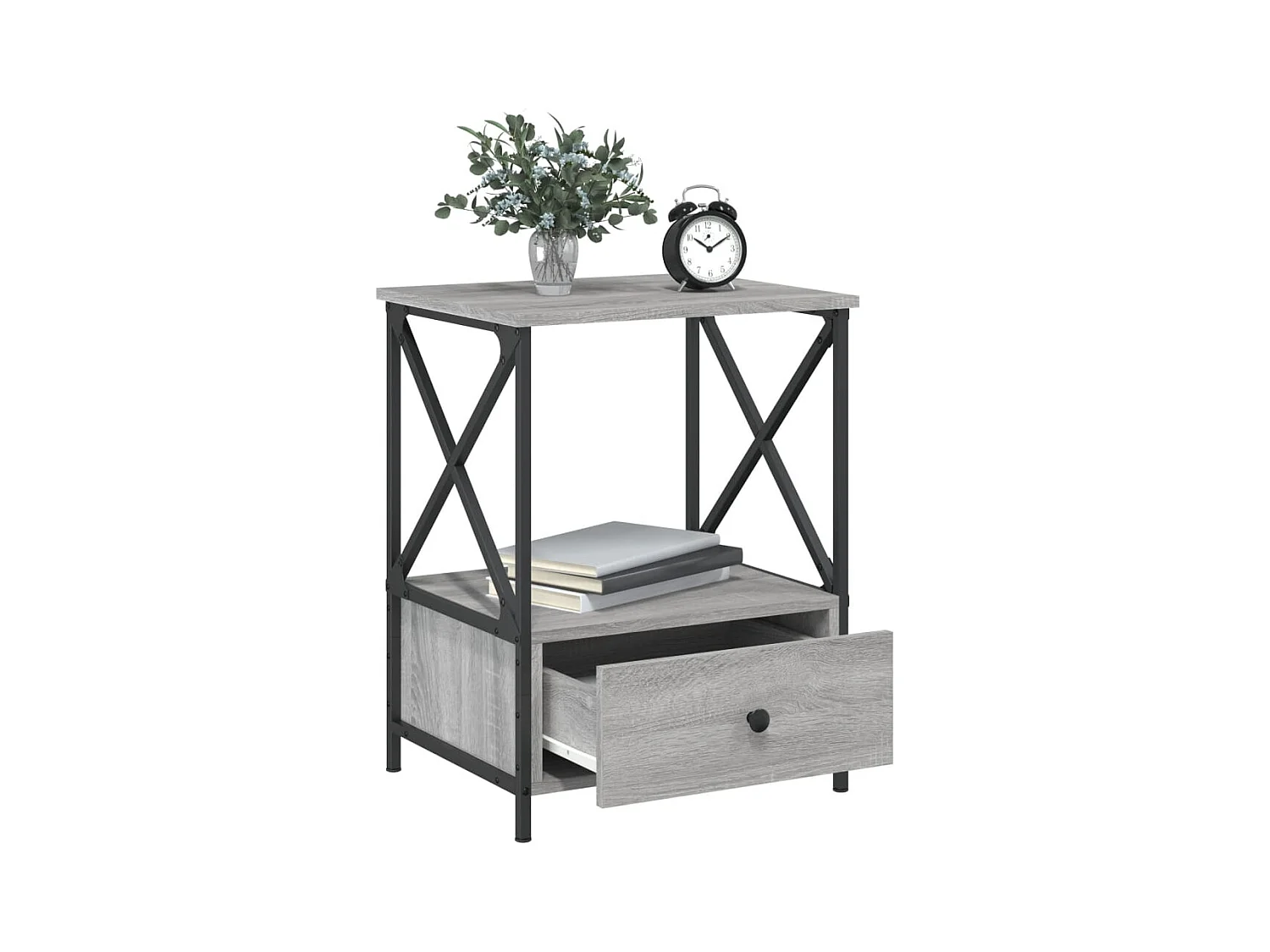 Tables de chevet lot de 2 avec rangement sonoma gris 50x41x65 cm bois ingénierie