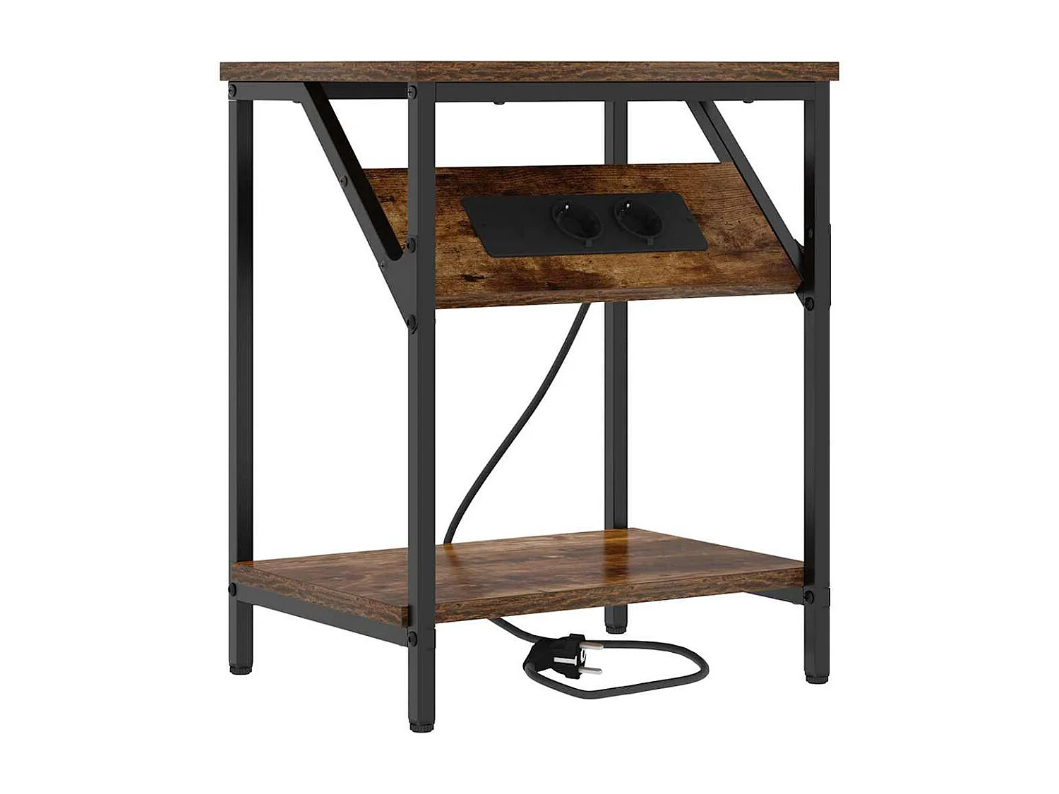 Nachtkastje Set van 2 | Bijzettafel | Opbergkastje Gerookt eiken 38x30x48 cm Bewerkt hout SHL3657