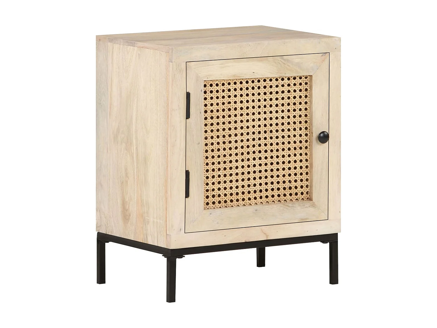 Mesita de noche | Mesilla de noche madera maciza mango y caña natural 40x30x50 cm