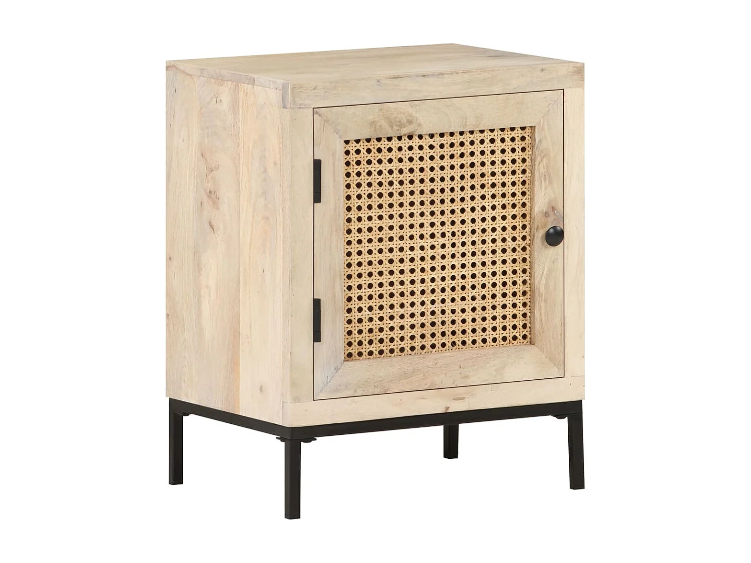 Mesita de noche | Mesilla de noche madera maciza mango y caña natural 40x30x50 cm