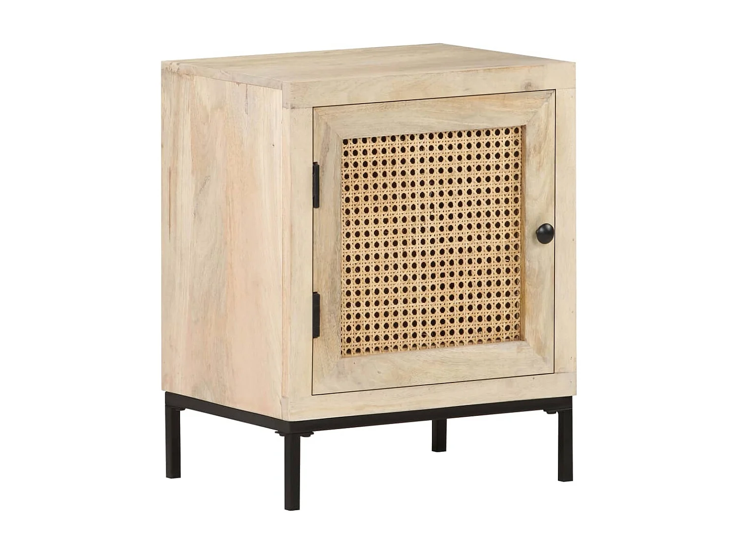 Mesita de noche | Mesilla de noche madera maciza mango y caña natural 40x30x50 cm