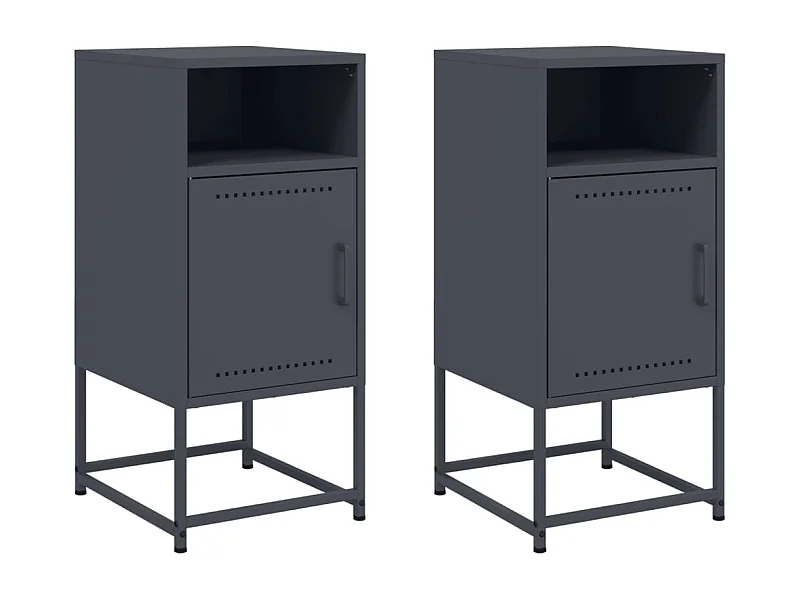 Tables de chevet lot de 2 avec rangement anthracite 36x39x78 cm acier