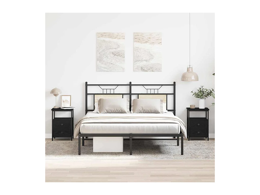 Mesitas de noche | Mesilla de noche 2 unidades Roble negro 34x35,5x50 cm Madera de ingeniería