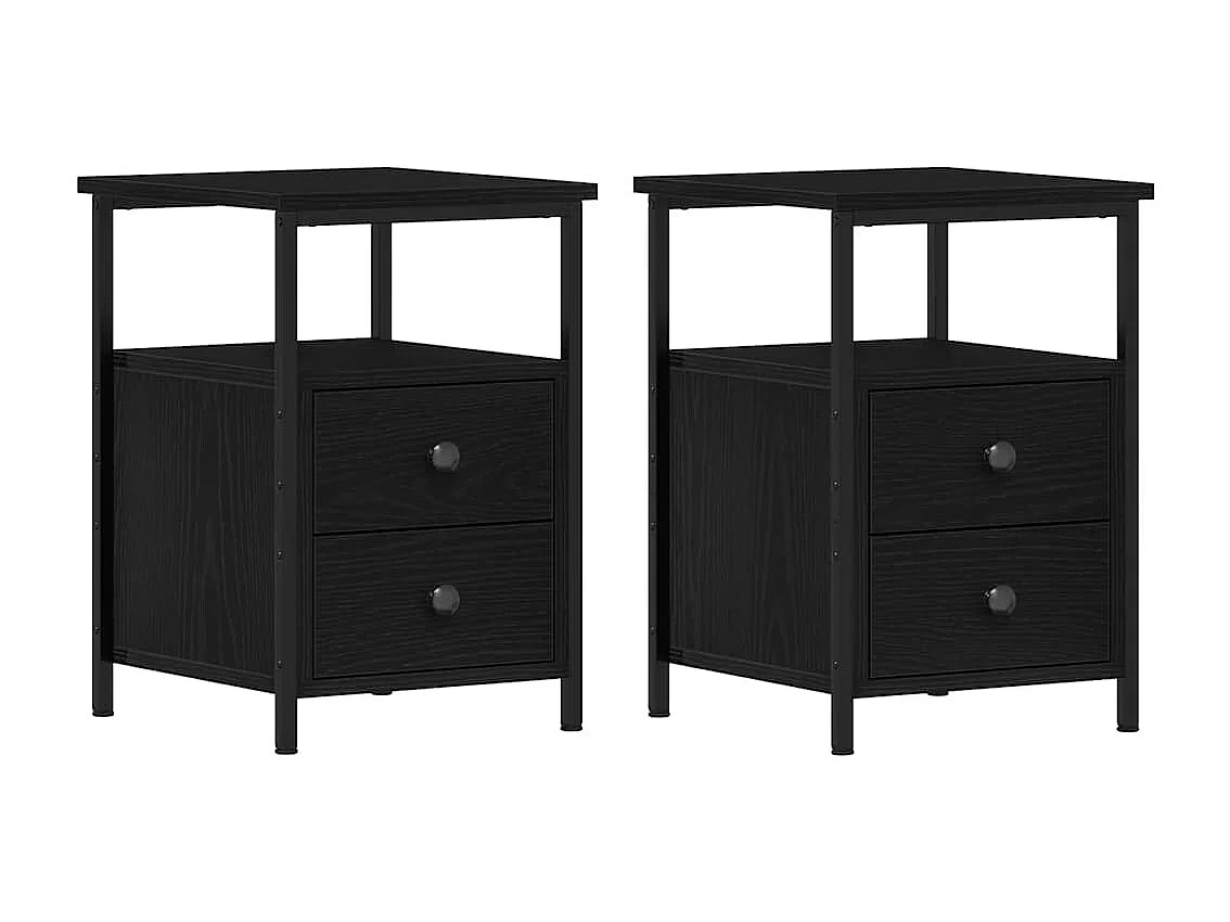 Nachttisch-Beistelltisch 2 Stk. Schwarze Eiche 34x35,5x50 cm Holzwerkstoff SHL16698