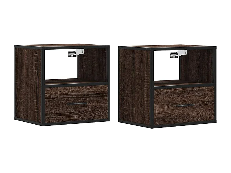 Tables de chevet flottantes Lot de 2 avec rangement chêne marron 40x31x39,5 cm