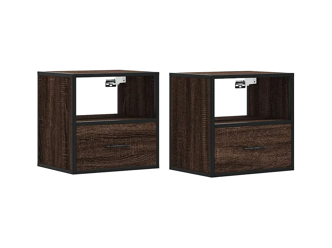 Mesitas de noche | Mesilla de noche pared 2 uds color roble marrón 40x31x39,5 cm