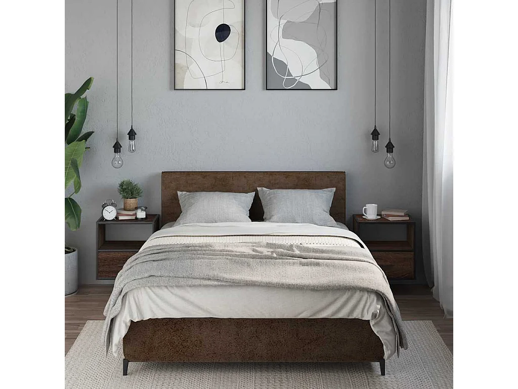 Mesitas de noche | Mesilla de noche pared 2 uds color roble marrón 40x31x39,5 cm
